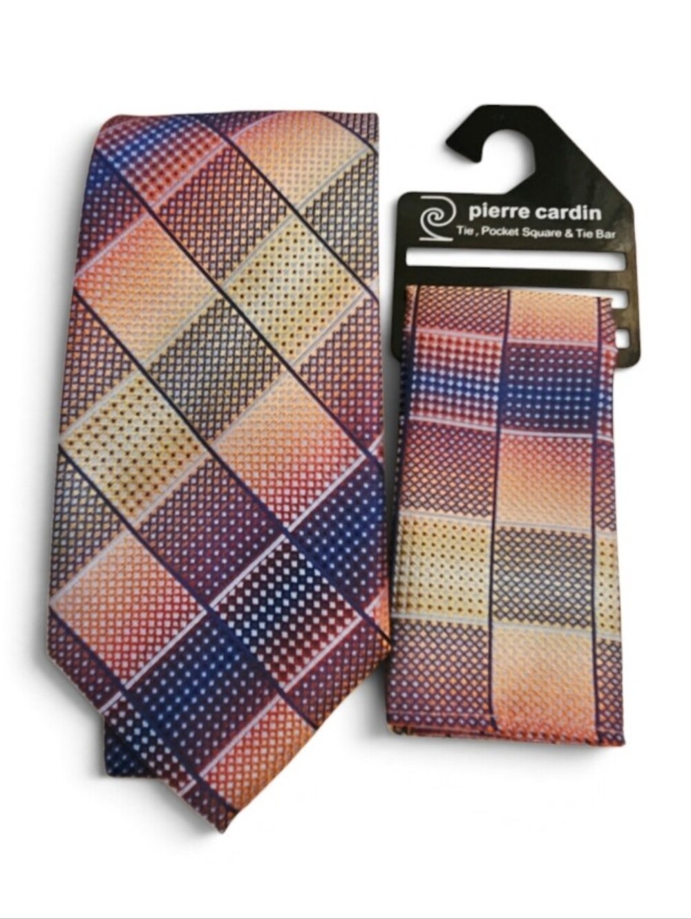 Pierre Cardin Tie, Pocket Square Set Multicolor Geometric